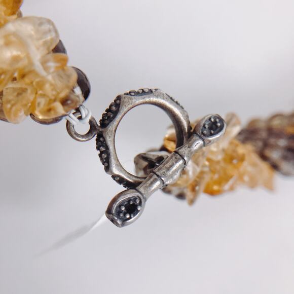 VTG Necklace Sterling Clasp Citrine and Smoky Quartz Beads, 90s Choker, Princess - Picture 7 of 10